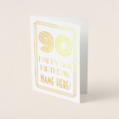 Carte Dorée 90e anniversaire - Art Déco Inspiré Look "90" & No (Devant)