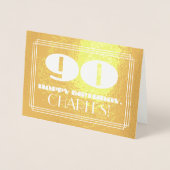 Carte Dorée 90e anniversaire : Nom + Art Déco Inspiré Look "90 (Devant)