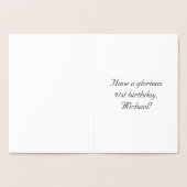 Carte Dorée 91e anniversaire : Élégant, Script Orné; Nom perso (Intérieur)