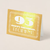 Carte Dorée 93ème anniversaire : Nom + Art Déco Inspiré Look " (Devant)