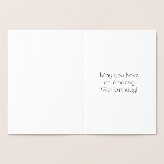 Carte Dorée 94e anniversaire : Art Déco Inspiré Look "94" & No (Intérieur)