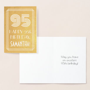 Carte Dorée 95e anniversaire - Art Déco Inspiré Look "95" + No