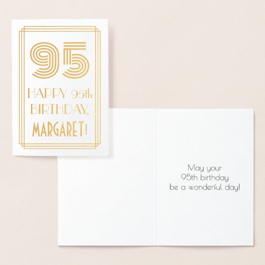 Carte Dorée 95e anniversaire - Art Déco Inspiré Look "95" & No (Affichage)