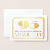Carte Dorée 95e anniversaire ; nom + Art Déco Inspiré Look "95 (Devant avec enveloppe)