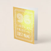 Carte Dorée 96e anniversaire - Art Déco Inspiré Look "96" + No (Devant)