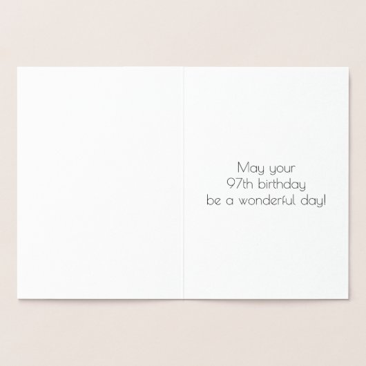 Carte Dorée 97e anniversaire - Art Déco Inspiré Look "97" + No (Intérieur)