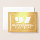 Carte Dorée 97e anniversaire : Nom + Art Déco Inspiré Look "97 (Devant avec enveloppe)