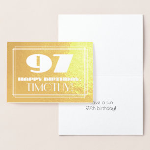 Carte Dorée 97e anniversaire : Nom + Art Déco Inspiré Look "97