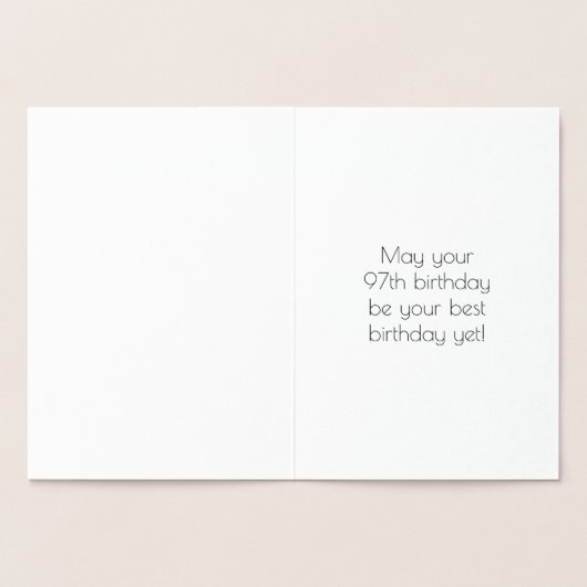 Carte Dorée 97e Anniversaire ~ Style Art Déco "97" & Nom Perso (Intérieur)