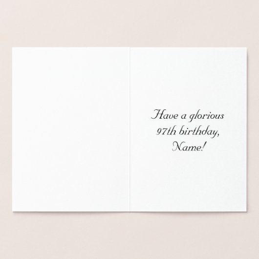 Carte Dorée 97th Birthday: Elegant, Ornate Script; Custom Name (Intérieur)