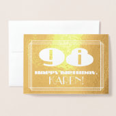 Carte Dorée 98e anniversaire : Nom + Art Déco Inspiré Look "98 (Devant avec enveloppe)