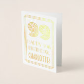 Carte Dorée 99e Anniversaire - Look inspiré de l'Art Déco "99" (Devant)