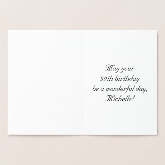 Carte Dorée 99th Birthday: Elegant, Ornate Script; Custom Name (Intérieur)