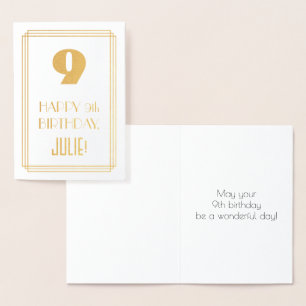 Carte Dorée 9e anniversaire : apparence inspirée d'Art déco "9