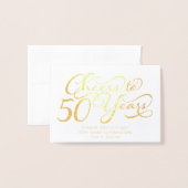 Carte Dorée À 50 ans d'anniversaire personnalisé (Devant avec enveloppe)