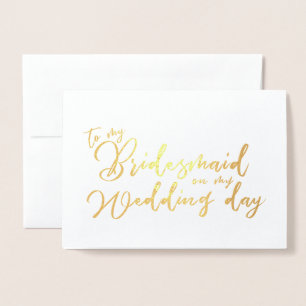 Carte Dorée À ma demoiselle d'honneur le jour de mon mariage C