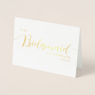 Carte Dorée À ma demoiselle d'honneur le jour de mon mariage É