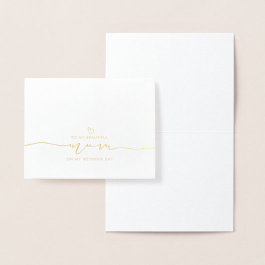 Carte Dorée À ma mère Mariage Matin mignon Message (Affichage)