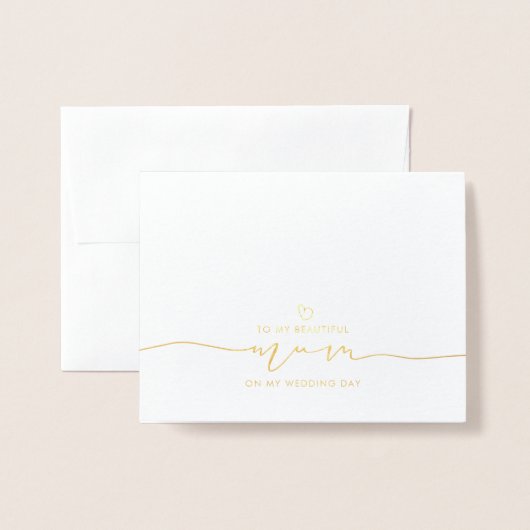 Carte Dorée À ma mère Mariage Matin mignon Message (Devant avec enveloppe)