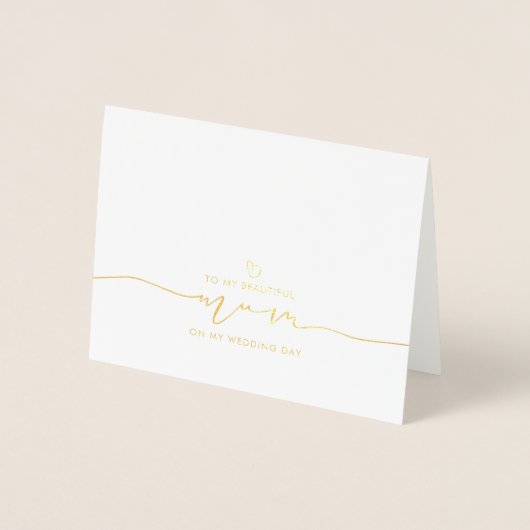Carte Dorée À ma mère Mariage Matin mignon Message (Devant)