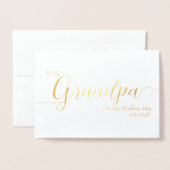 Carte Dorée À mon grand-père le jour de mon mariage Écriture é (Devant avec enveloppe)