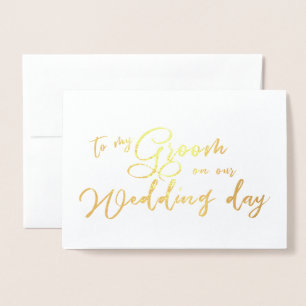 Carte Dorée À mon mari le jour de notre mariage chic Script