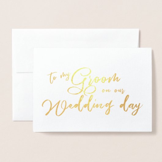 Carte Dorée À mon mari le jour de notre mariage chic Script (Devant avec enveloppe)