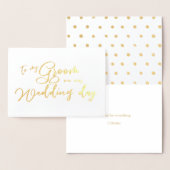 Carte Dorée À mon mari le jour de notre mariage chic Script (Affichage)