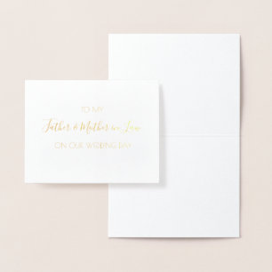 Carte Dorée À PÈRE & MÈRE EN DROIT  Le jour de notre mariage