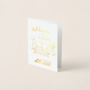 Carte Dorée Accueil Personnalisation Immobilier Gold Foil Card
