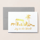 Carte Dorée Adoration des bergers. Le luxe de Noël réel (Devant avec enveloppe)