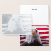 Carte Dorée Aigle à tête blanche et drapeau américain (Affichage)