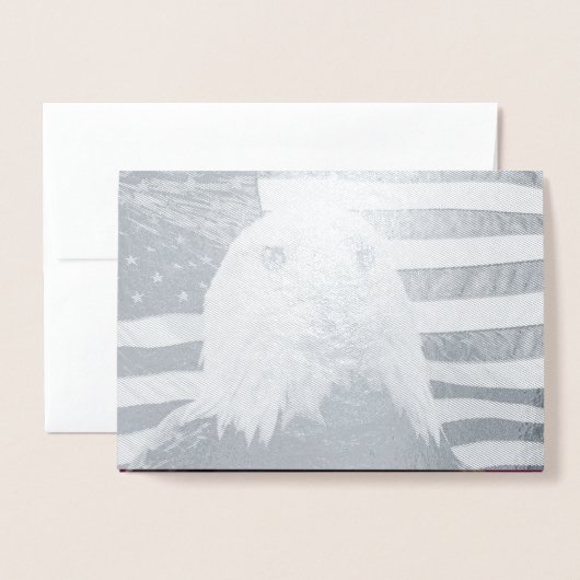 Carte Dorée Aigle à tête blanche et drapeau américain (Devant avec enveloppe)