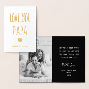 Carte Dorée Aimez-vous Papa Votre photo et votre coeur moder