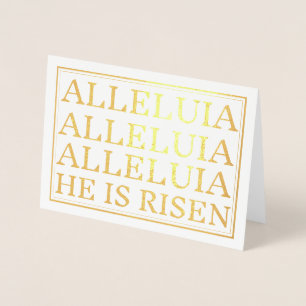 Carte Dorée Alleluia Catholique Salutation de Pâques