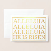 Carte Dorée Alleluia Catholique Salutation de Pâques (Devant avec enveloppe)