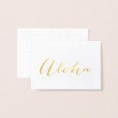 Carte Dorée Aloha Calligraphy Gold Foil Papier à lettres (Devant avec enveloppe)
