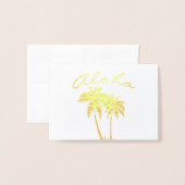 Carte Dorée Aloha Tropical Beach Party Anniversaire Merci (Devant avec enveloppe)