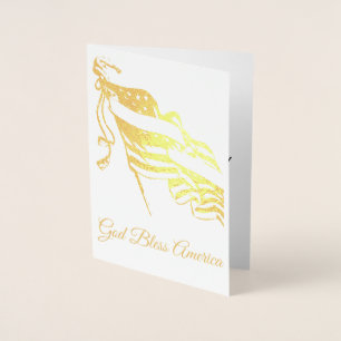 Carte Dorée American Flag Dieu bénisse l'Amérique ou votre tex