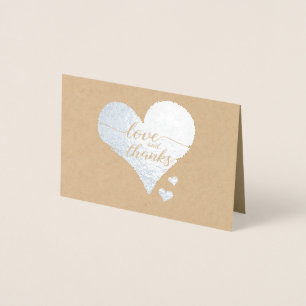 Carte Dorée Amour et Merci - mariage de script élégant
