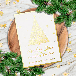 Carte Dorée Amour Joie Cheer Fêtes Salutations Gold