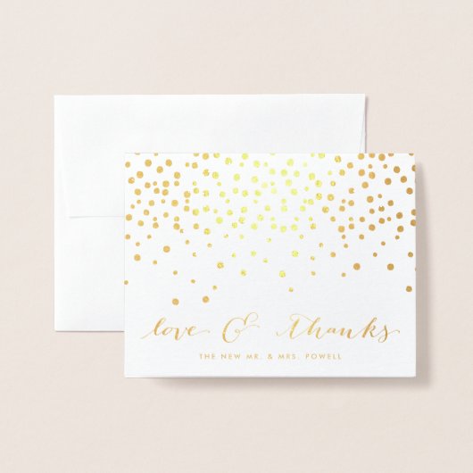 Carte Dorée Amour & Merci | Mariage Photo Gold Merci à huile (Devant avec enveloppe)