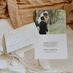 Carte Dorée Amour & Merci Mariage Photo Gold Merci à huile
