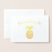Carte Dorée Ananas simple personnalisé (Devant avec enveloppe)