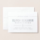 Carte Dorée Ancre à huile d'argent - introduction bébé - Merci (Devant avec enveloppe)