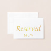 Carte Dorée Ancre nautique Réservé Mariage Table place or (Devant avec enveloppe)