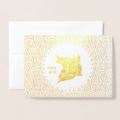 Carte Dorée Année d'or de l'anniversaire du chien avec le roug (Devant avec enveloppe)