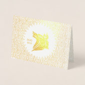 Carte Dorée Année d'or de l'anniversaire du chien avec le roug (Devant)