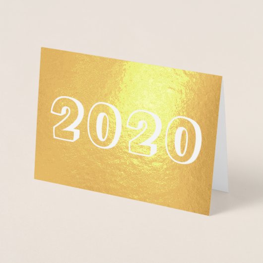 Carte Dorée Année personnalisée 2020 Joyeux Nouvel An Numéros (Devant)