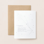 Carte Dorée Anniversaire du Taurus | Astrologie Élégante Zodia (Derrière avec enveloppe)